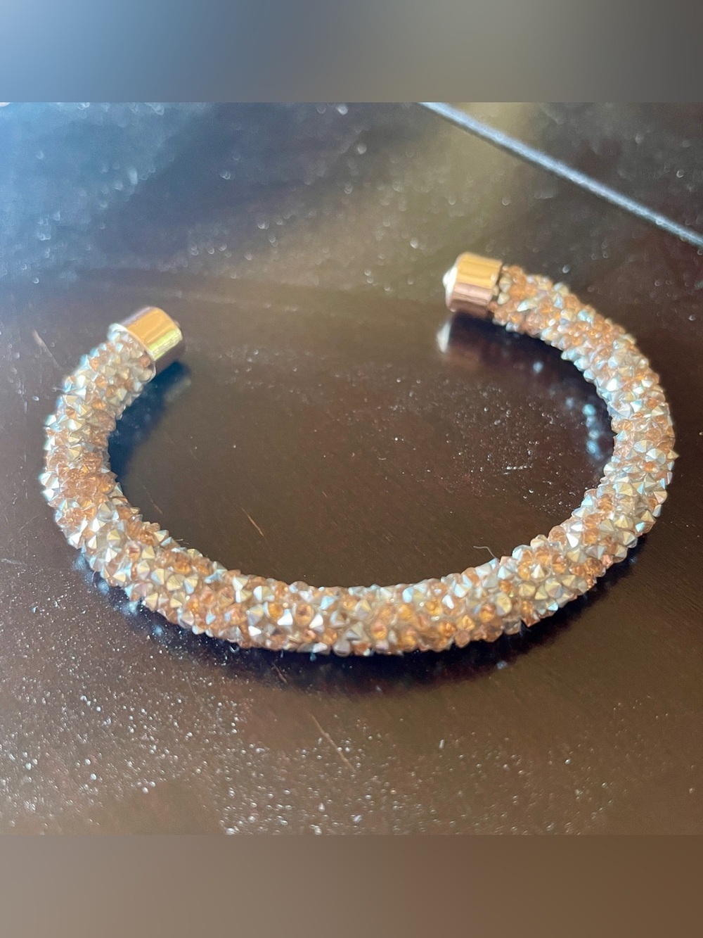 Crystal Rhinestone Cuff Bracelet | Champagne Gold Sparkle Statement Bracelet